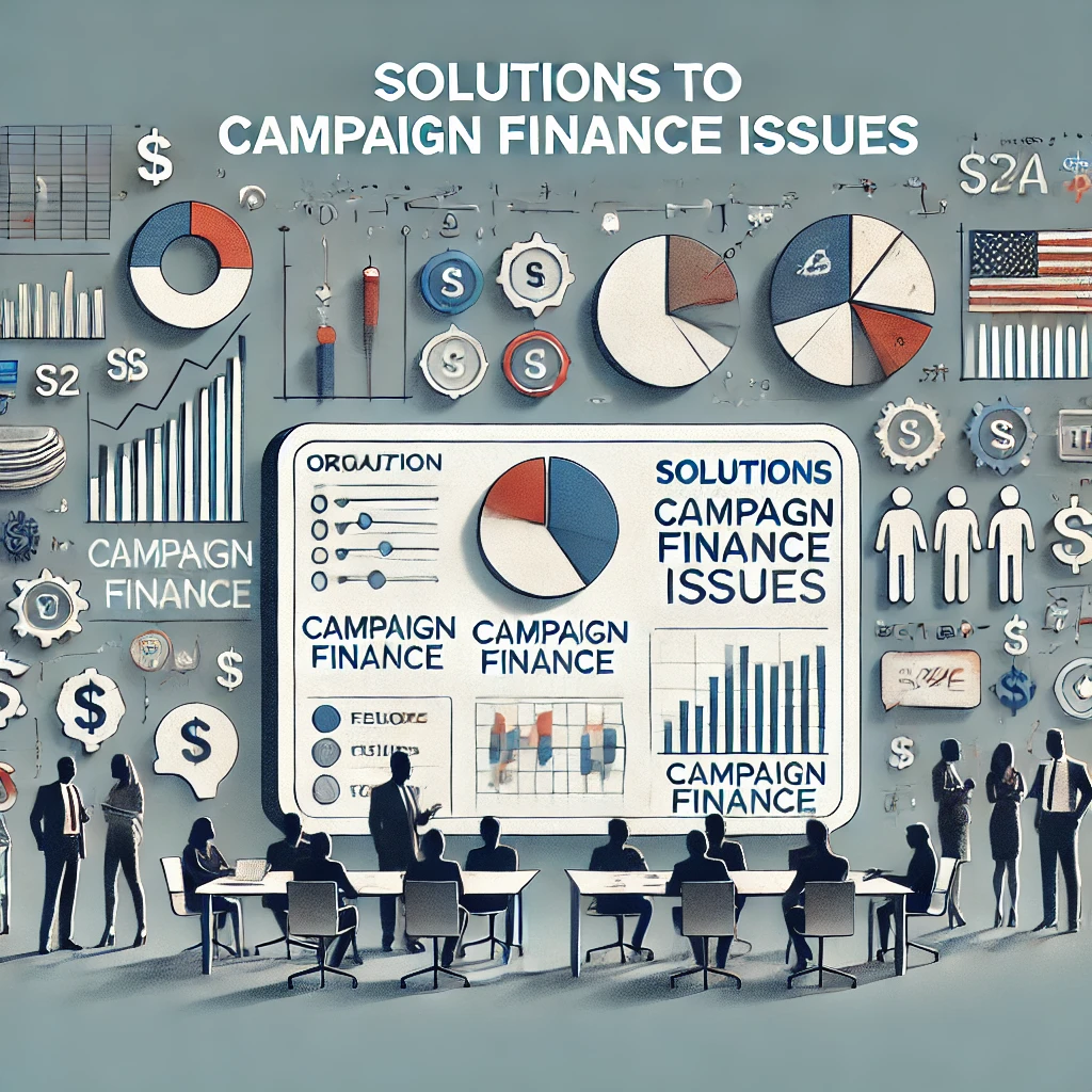 DALL·E 2024-10-30 13.02.28 - A blog thumbnail image representing solutions to campaign finance issues, using only images and no words, symbols, or text. The image shows a professi